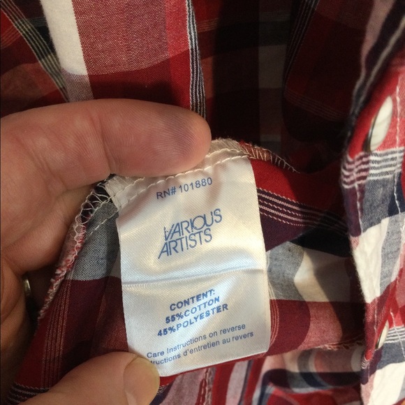 VARIOUS ARTISTS SHORT SLEEVE PEARL SNAP BUTTON DOWN SHIRT EUC SZ XL - Picture 5 of 5